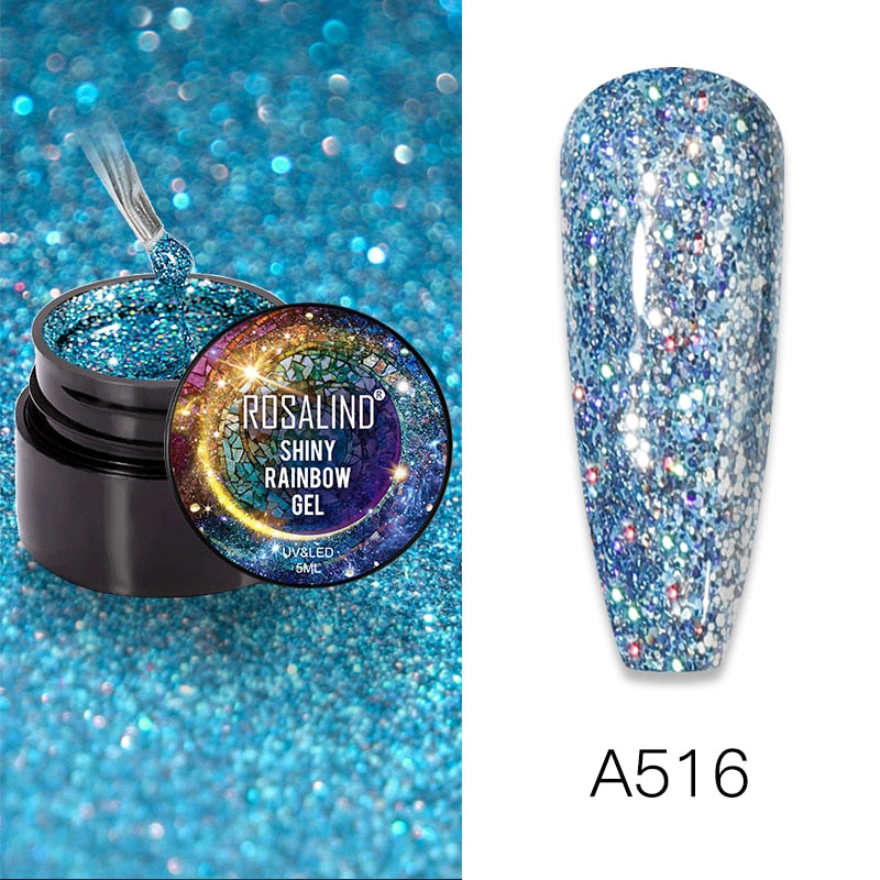 ROSALIND Nail Polish Gel Semi-permanent Varnish UV Glitter Paint Shiny Gel Base Coat Tips Poly Kit For Nail Art Decorations