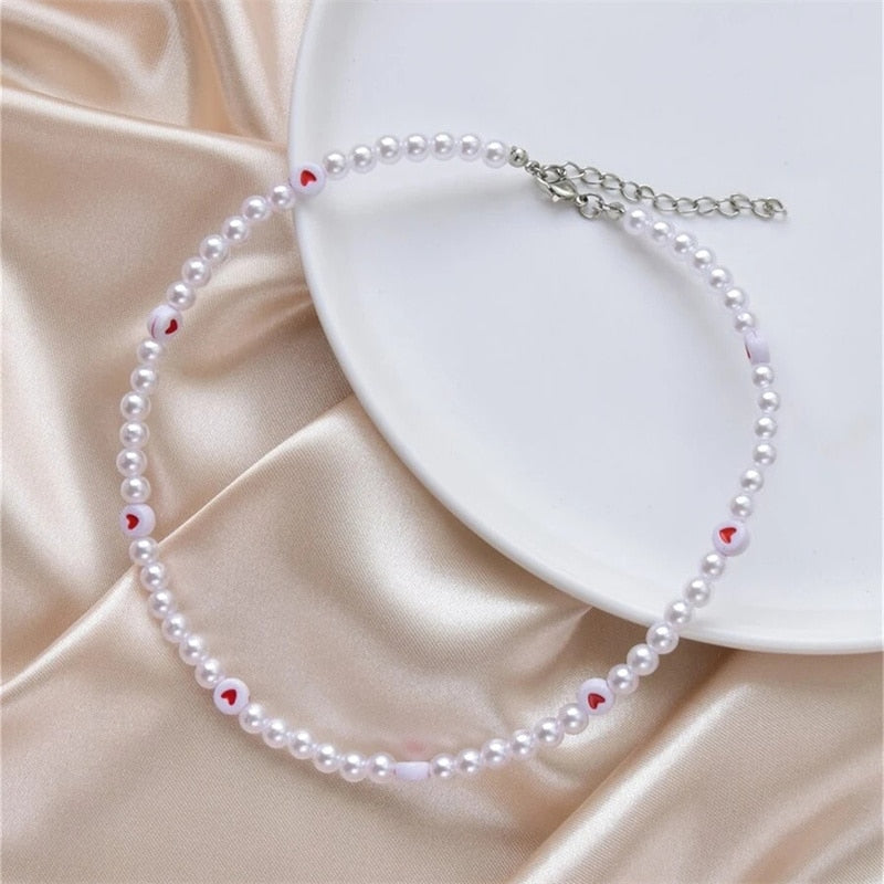 Trendy Love Pearl Necklace Female Personality Travel Party Fashion Clavicle Necklace Accessories collar perlas collar