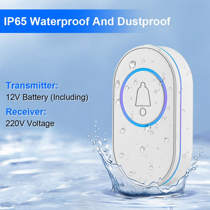 Awapow IP65 Waterproof Wireless Doorbell Smart Home Outdoor Door Bell 39 Ringtone 4 Volume Adjustable LED Flash Security Alarm