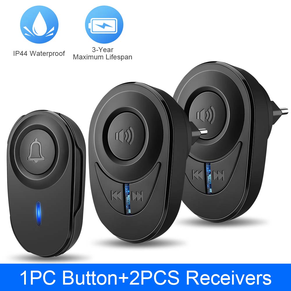 Elecpow Wireless Doorbell Outdoor Waterproof Smart Home Door Bell Elderly Emergency Call Reminder LED Flash Home Security Alarm