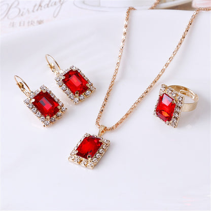 Exquisite Double Heart Necklace Earrings Bracelet Jewelry Set Charm Ladies Jewelry Fashion Bridal Accessory Set Romantic Gifts