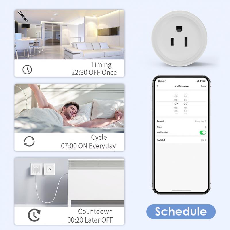 CORUI 10A US WiFi TUYA Smart Plug Socket Remote Control Home Appliances Smart Living Works With Alexa Google Home No Hub