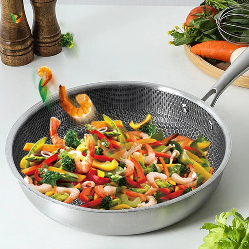 Stainless Steel Frying Pan Nonstick Pan Kitchen Cooking Fried Steak Pot Electromagnetic Furnace General