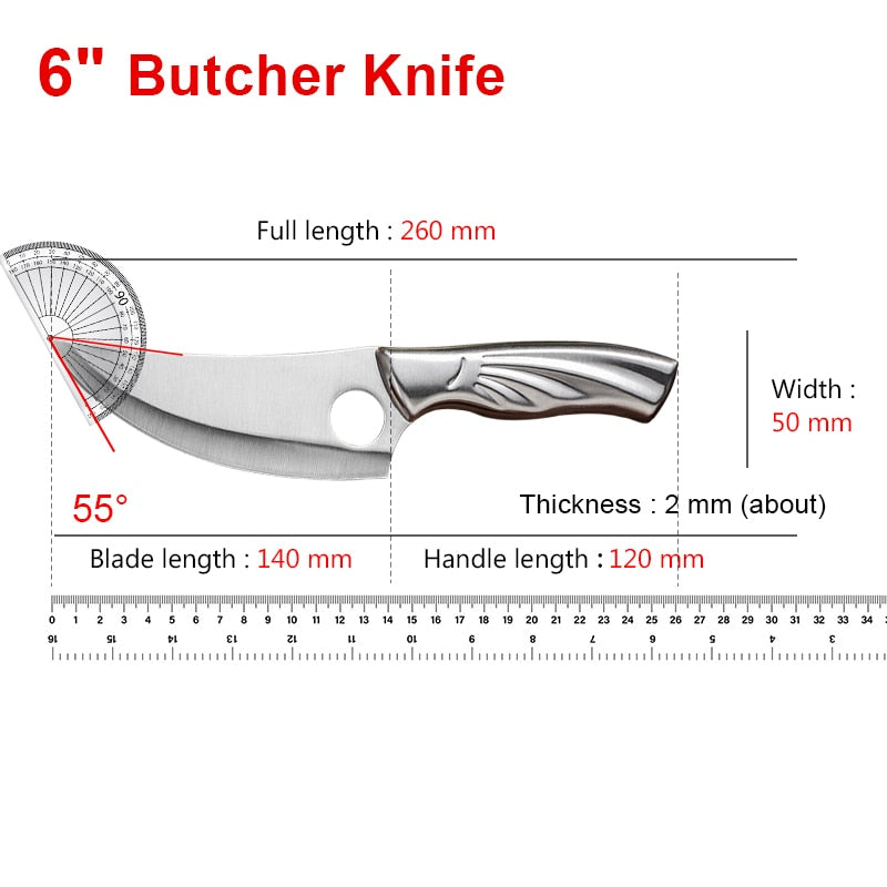 Stainless Steel Cleaver Chopping Kitchen Knife Chef Butcher Knives Meat Fruit Boning Fishing Hunting Camping Cooking Tools