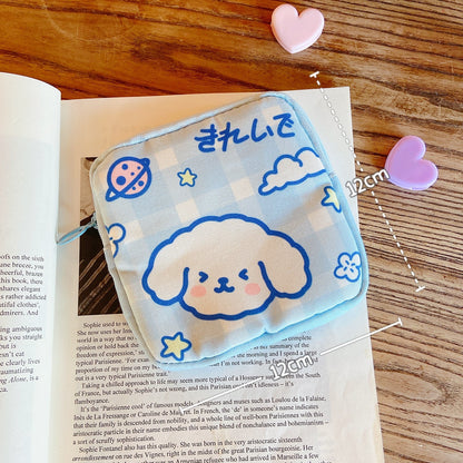 Women Girls Kawaii Cosmetic Makeup Tampon Bear Napkin Pouch Storage Bag Coin Purse Sanitary Pads Bag Mini Data Cables Organizer