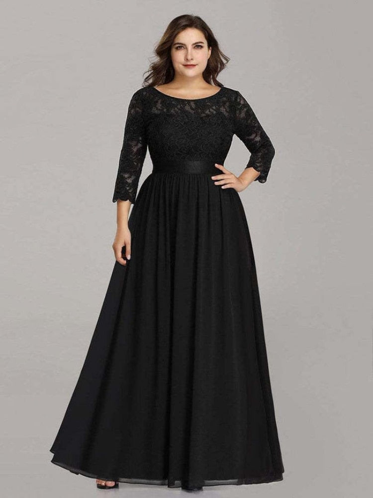 2023 Summer Plus Size 5XL Lace Evening Dress Long Luxury Elegant Robe Mixi Long Dress Wedding Party Night Dresses Solid Vestidos