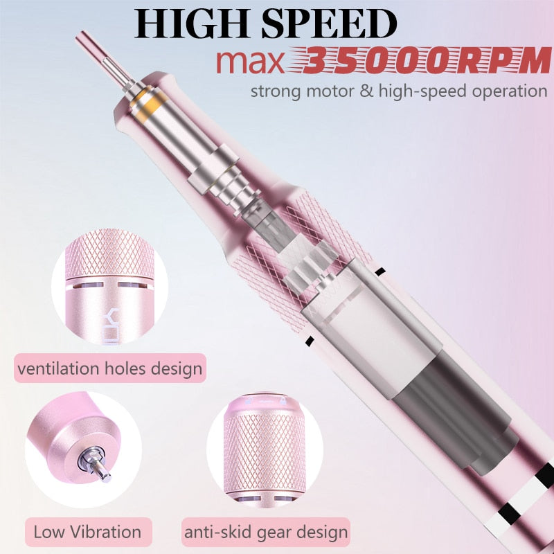 NEW 35000RPM Rechargeable Nail Drill Manicure Machine With Pause Mode Nail Salon Equipment Nail Gel Cutting Remove Nail Sander