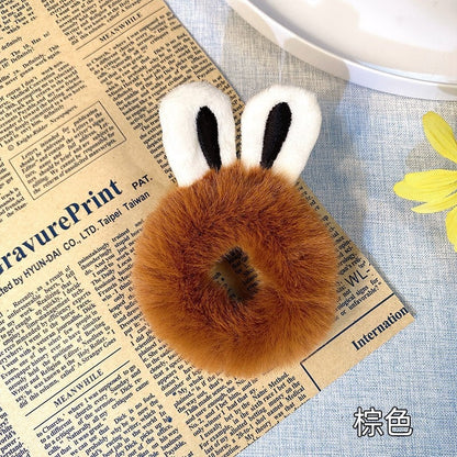 1PCS New Cute Hair Accessories Fake Fur Hair Rope Bear Scrunchies Women Girls Elastic Hair Rubber Bands Gum Kids Ponytail Holder