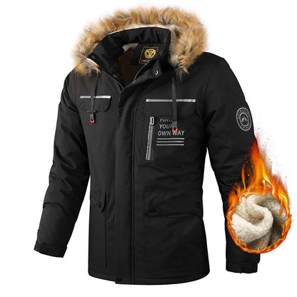 Fashion Men&#39;s Casual Windbreaker Jackets Hooded Jacket Man Waterproof Outdoor Soft Shell Winter Coat Clothing Warm Fleece Thick