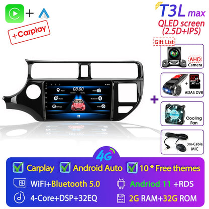 Android 11 2 Din for KIA RIO 2011-2015 Car Radio Multimedia Video Player GPS Navigation MP5 DVD Speakers Stereo Audio Carplay 9"