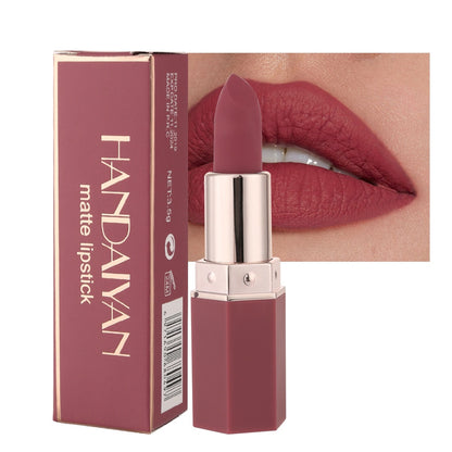 Handaiyan 6 Colors Matte Waterproof Velvet Nude Lipstick Sexy Red Brown Pigments Makeup Long Lasting Profissional