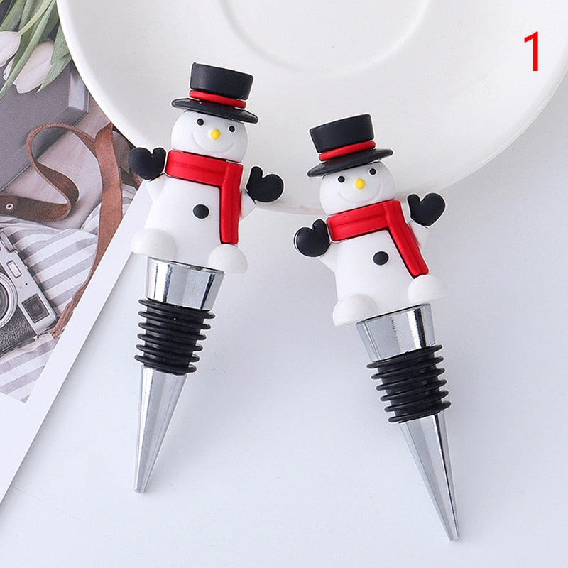1PC Christmas Series Wine Stopper Bar Party Decoration snowman Shape Fresh-keeping Wine Champagne Stopper Bar Accessories