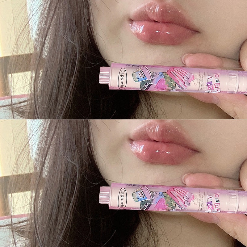 FLORTTE Love Shape Lipstick Flower Jelly Water Lip Gloss Clear Light Hydrating Lip Tint Non-stick Cup Korea Cosmetic