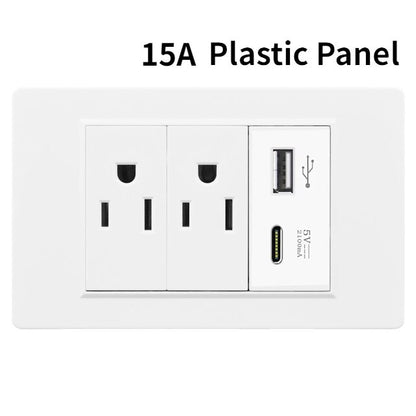 20A Brazil/US/Italy/Chile Plug Wall Sockets USB Type C Pressure Switch Plastic/ Tempered Glass 118 Panel Outlets Home Office