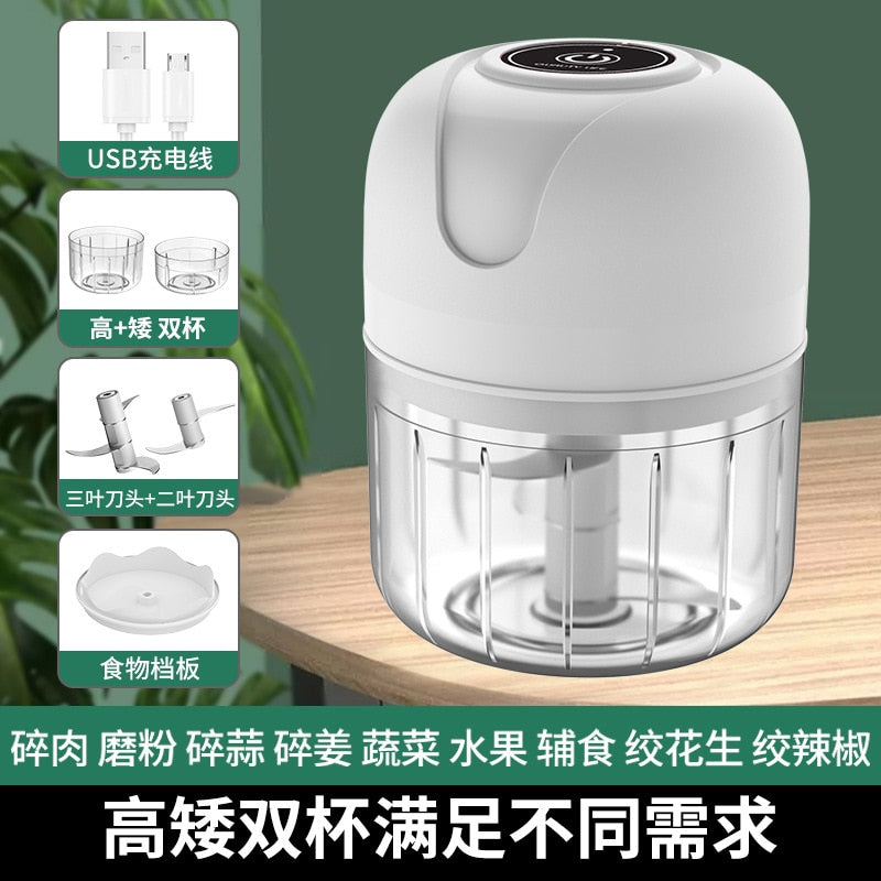 Rechargable Garlic Chopper Paste Machine Meat Grinder Mincer Auxiliary Food Machine Chili Vegetable Crusher Masher Kitchen Tools