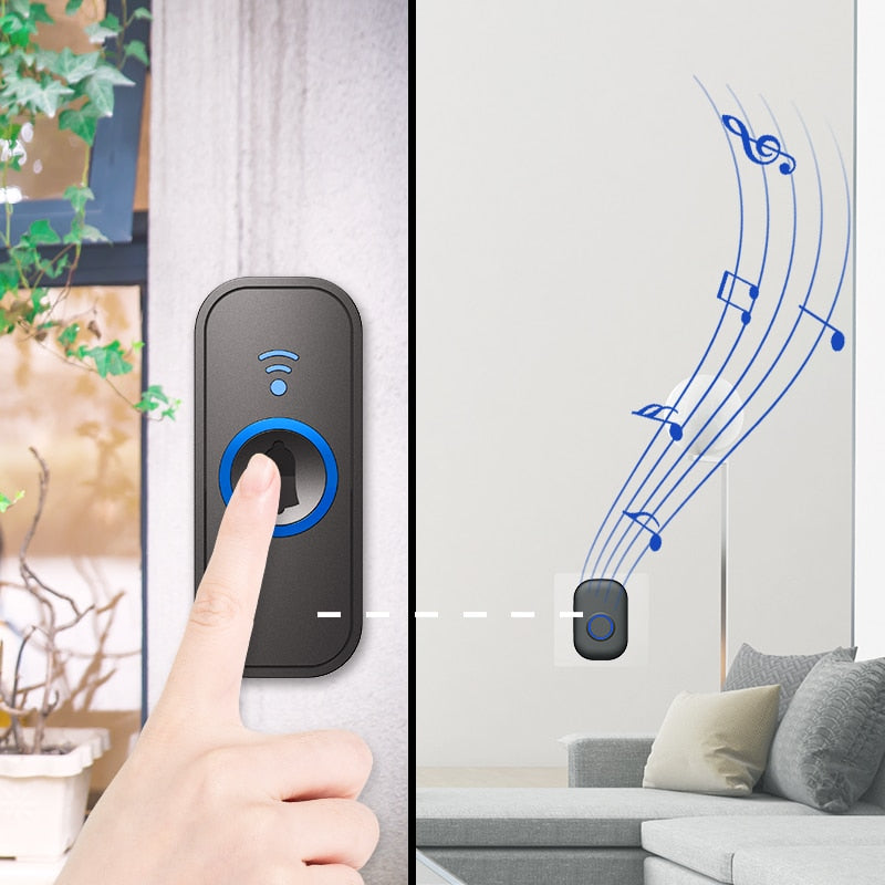 Intelligent 433mhz Wireless Doorbell Home Welcome Doorbell Waterproof 300m Remote Smart LED light  Door Bell Chime EU UK US Plug