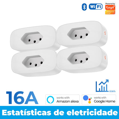 16A Brazil Standard Tuya Wifi Smart Plug Socket Outlet Adapter Power Monitor Timer APP Voice Works For Google Home Alexa