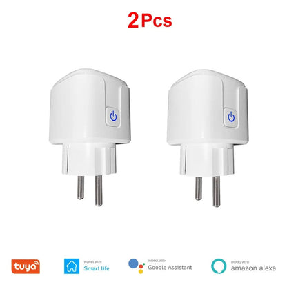 16A EU Smart Wifi Power Plug with Power Monitor Smart Home Wifi Wireless Socket Outlet Works with Alexa Google Home Tuya App