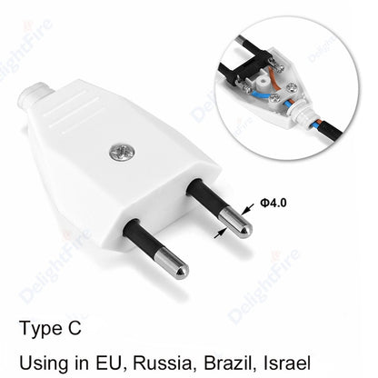 EU Plug Adapter 2.5A/16A Male Replacement Outlets Rewireable Schuko Electeical Socket Euro Connector For Power Extension Cable