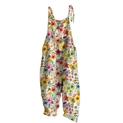 Summer Romper Streetwear Printed Jumpsuit Thin Breathable  Creative Vintage Floral Print Elegant Women Jumpsuits