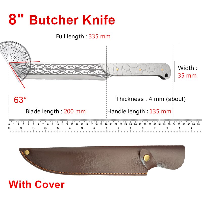 Stainless Steel Cleaver Chopping Kitchen Knife Chef Butcher Knives Meat Fruit Boning Fishing Hunting Camping Cooking Tools