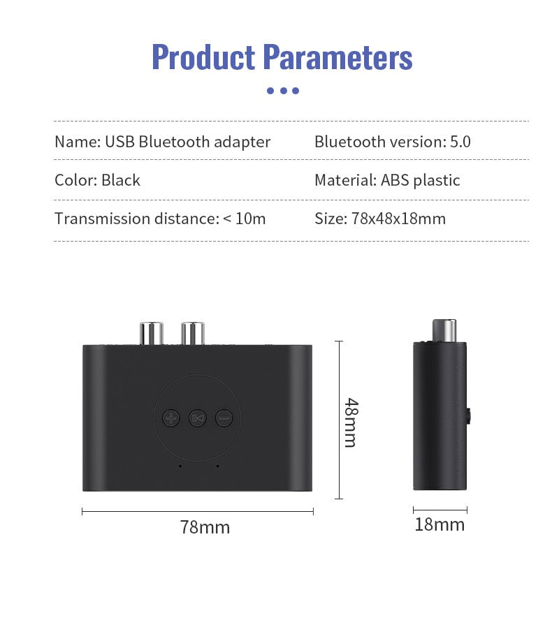 Bluetooth 5.0 Receiver U Disk RCA 3.5mm AUX Jack Stereo Wireless Adapter with Mic For Speaker Amplifier Car Audio Transmitter