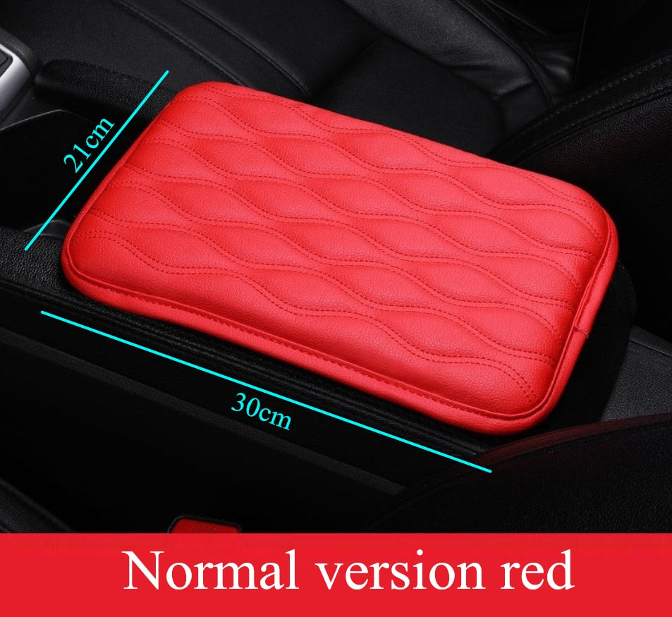 Wave Embroider PU Leather Car Armrest Mat Center Console Arm Rest Protection Cushion Auto Armrests Storage Box Cover Pad