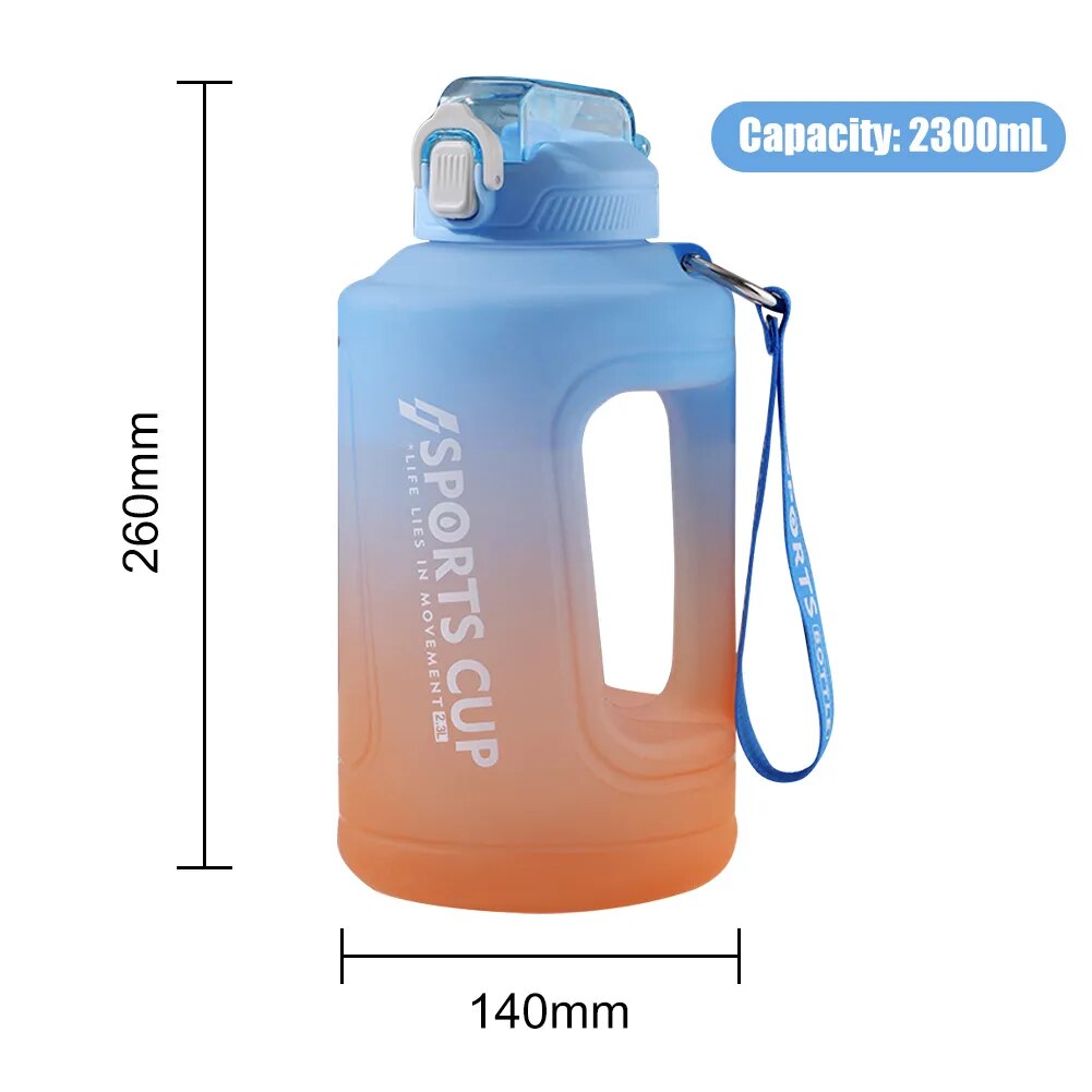 2.3L Sports Water Bottle With Handle Large Capacity Sports Outdoor Gym Fitness Dumbbell Water Kettle Training Sports Bottles