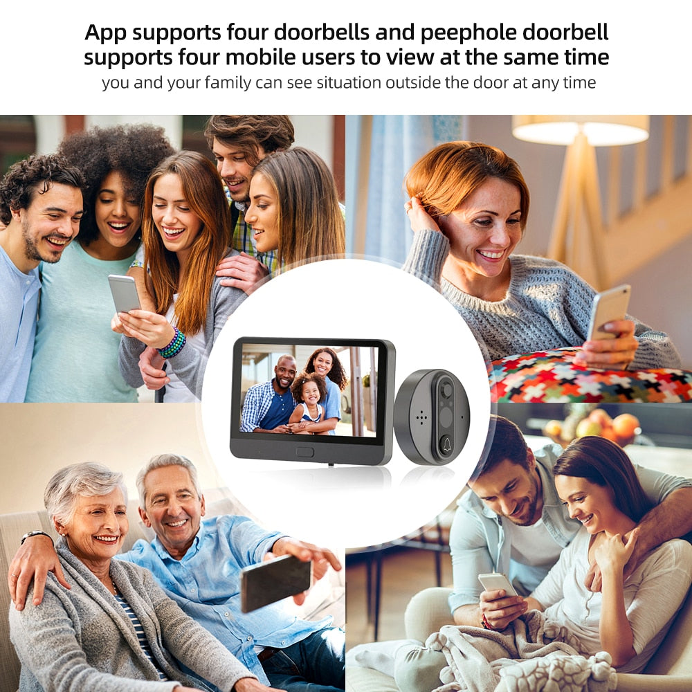 1080P Wifi Wireless Video Doorbell Camera Tuya Smart Home Apartment Wifi Visual Peephole Door Bell Tuya Video Intercom for Home