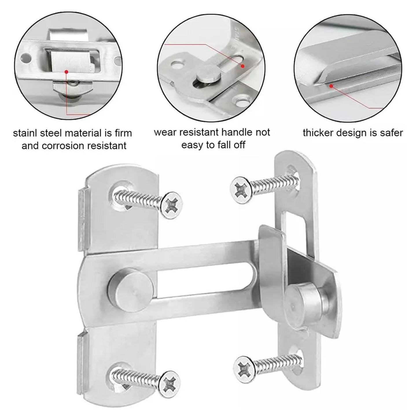 90 Degree Stainless Steel Door Latch Right Angle Sliding Latch Screw Locker Bending With Door Accessories Lock Screws Hardw A1V5