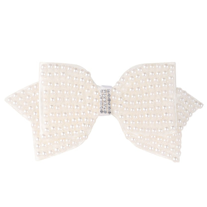 White Pearl Hair Bows With Hair Clips For Girls Kids Boutique Layers Bling Rhinestone Center Bows Hairpins Hair Accessories