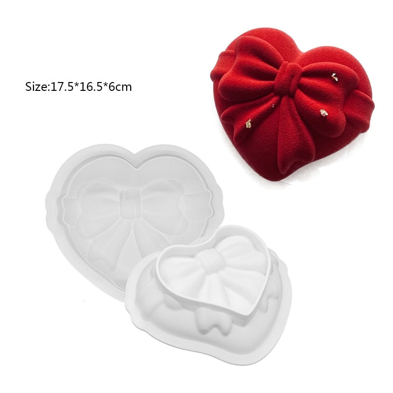 Heart Shaped Silicone Mold Cake Mousse Baking Forms Tray Silicon Soap Candle Making Moulds Kitchen Bakeware Tool