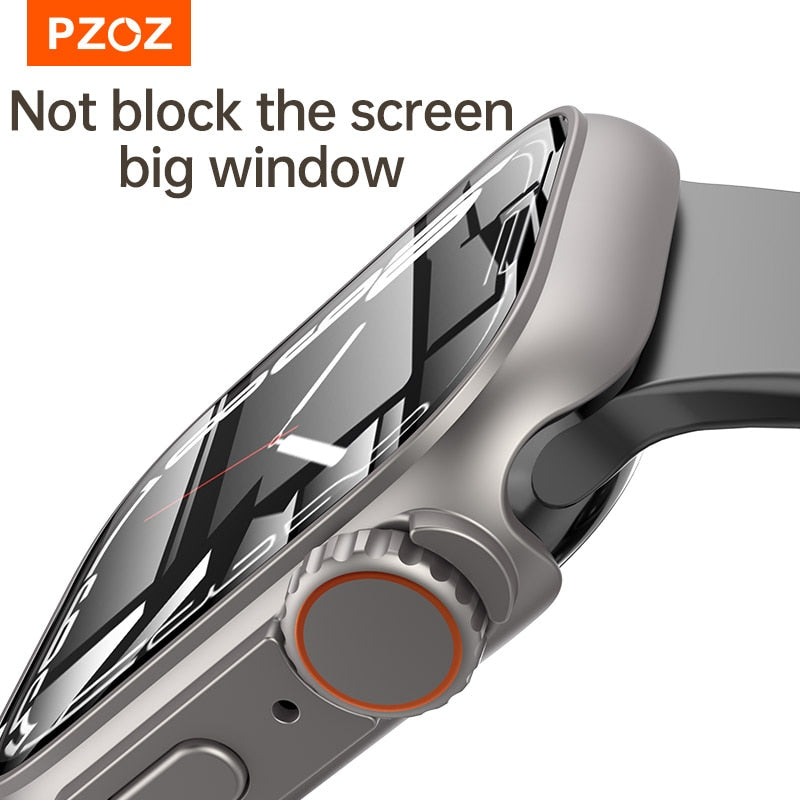 PZOZ For Apple Watch Series 8 7 45mm For iWatch 4 5 6 se 44mm Screen Protector Case Hard PC Case with Tempered Glass Accessories
