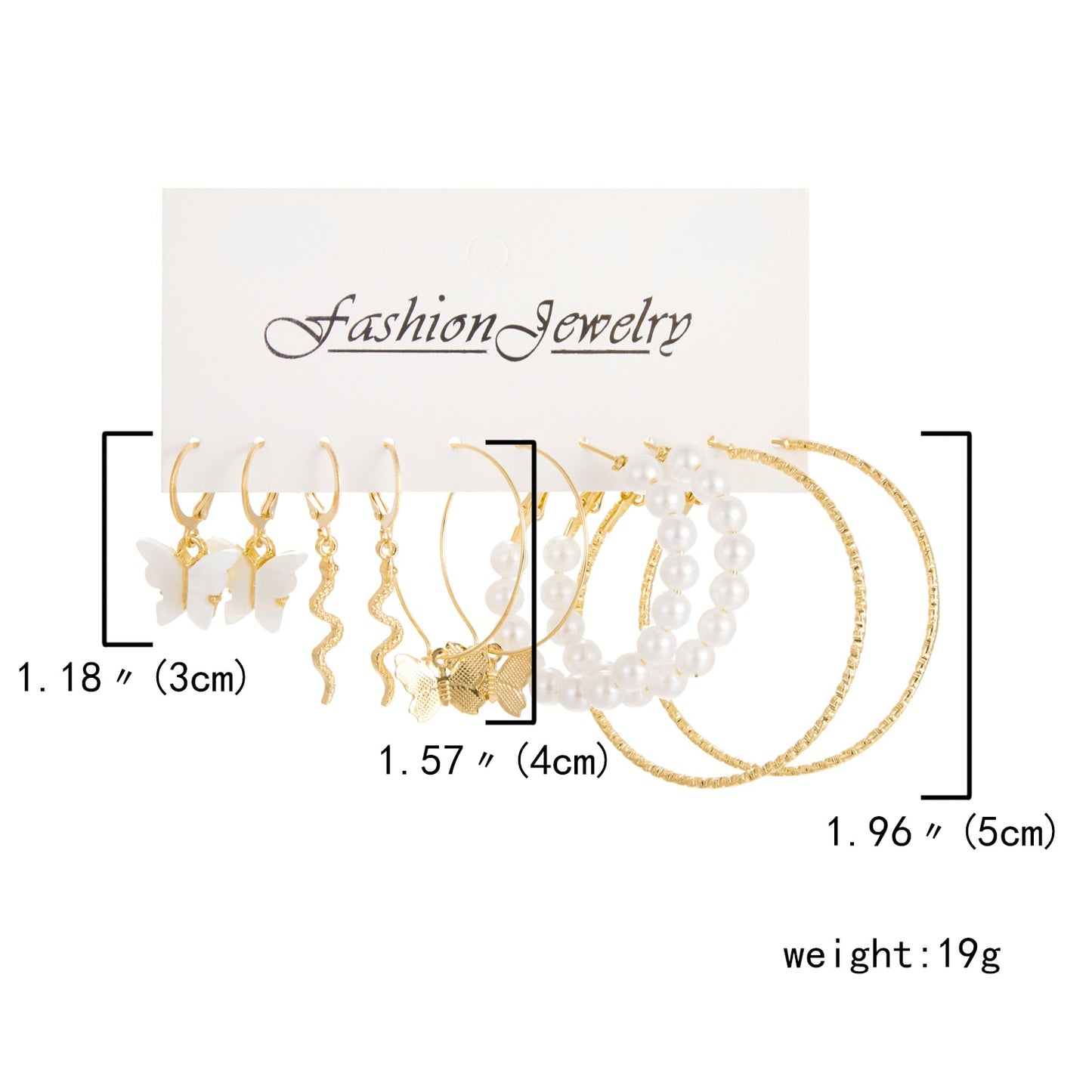 6 Pairs Heart Butterfly Drop Earrings Set Big Circle Piercings Earrings Jewelry for Women Imitation Pearl Hoop Cute Ear Buckle