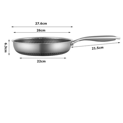 LMETJMA Stainless Steel Frying Pan Nonstick Honeycomb Fry Pan With Lid Induction Ceramic Electric Gas Cooktops Compatible KC0480