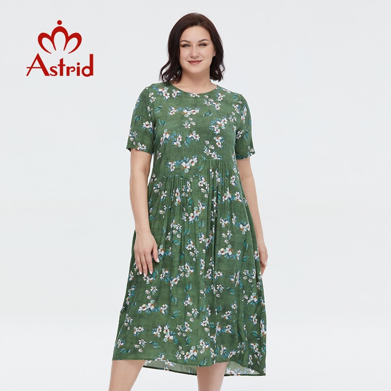 Astrid Women&#39;s Summer Dress 2023 for Women Cotton Long A Boho Casual Elegant Vintage Dresses Oversize Floral Print with Pocket