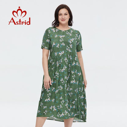 Astrid Women&#39;s Summer Dress 2023 for Women Cotton Long A Boho Casual Elegant Vintage Dresses Oversize Floral Print with Pocket