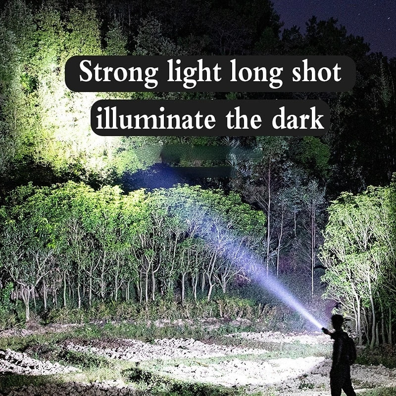 Mini LED High Light Flashlight USB Rechargeable Powerful Lamp 2 In 1 Portable Camping Waterproof Far Range Flashlight Nightlight