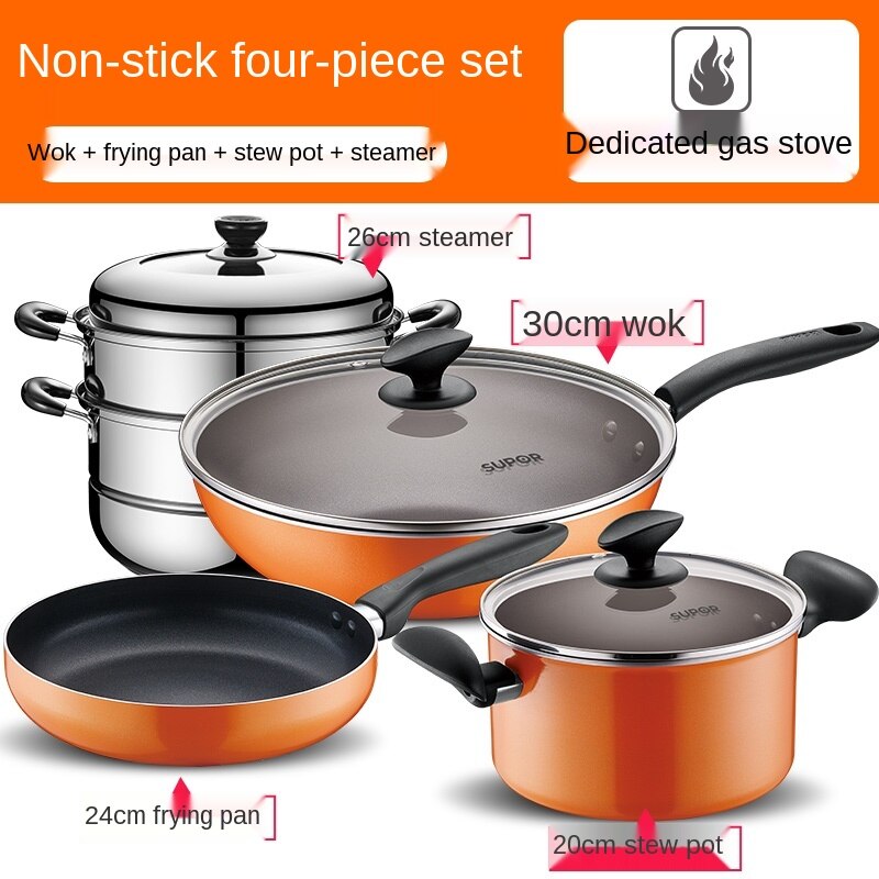 non stick pot set kitchen full set household three piece frying soup pot combination induction cooker gas