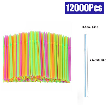 100/500/12000Pcs Multicolor Drinking Straws Rietjes Black Straw Cocktail Kitchen Wedding Bar Party Beverage Straws Accessories