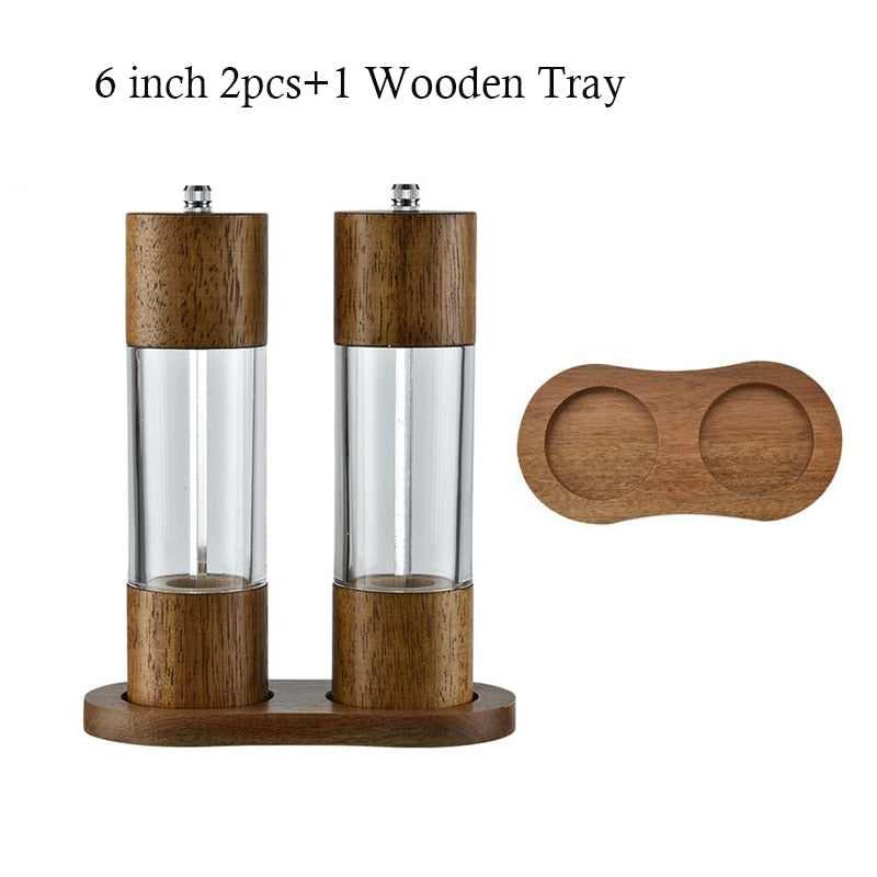 Antique Color Wooden Pepper Mill Manual Salt Spice Grinder With Adjustable Ceramic Core Pepper Grinder Kitchen Helper
