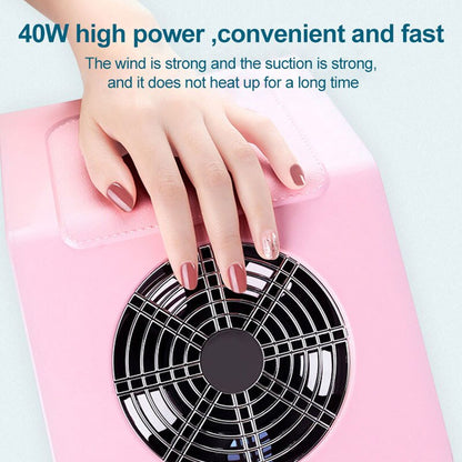 40W Pink or white Nail Dust Collector Nail Suction Fan Nail Dust Vacuum Cleaner Machine with 2 Dust Collecting Bag Salon Tools