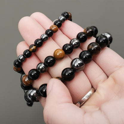 Obsidian Stone Hematite Tiger Eye Bead Bracelets Weight Loss Bracelet Handmade Adjustable Rope Bracelet Slimming Energy Jewelry