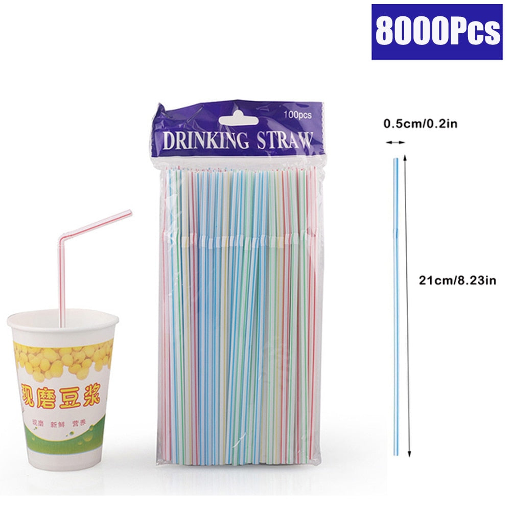 100/500/12000Pcs Multicolor Drinking Straws Rietjes Black Straw Cocktail Kitchen Wedding Bar Party Beverage Straws Accessories