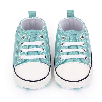 2023 Newborn Sequined Canvas Baby Sneakers Baby Shoes Baby Boys Girls Shoes Baby Toddler Shoes Soft Sole Non-slip Baby Shoes