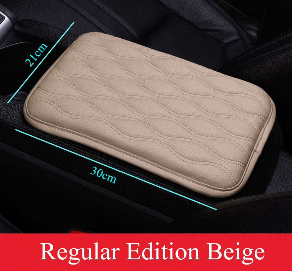 Wave Embroider PU Leather Car Armrest Mat Center Console Arm Rest Protection Cushion Auto Armrests Storage Box Cover Pad