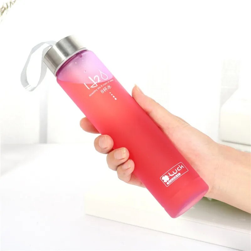 280ML Plastic Water Cup With Lid Frosted Drinking Bottle For Girls Boys Portable Leak-proof Unbreakable Sport Kettle with Rope