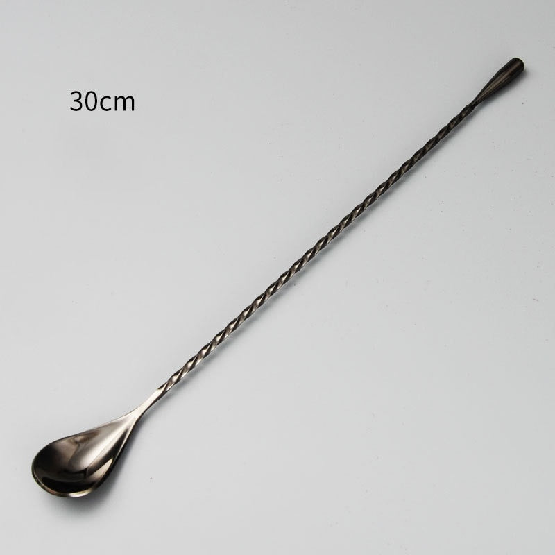 30/40/50cm Stainless Steel Stir Bar Spoon Mixing Ounces Cocktail Scoops Spiral Pattern Bartender Tools Teadrop Spoon Bar Tool