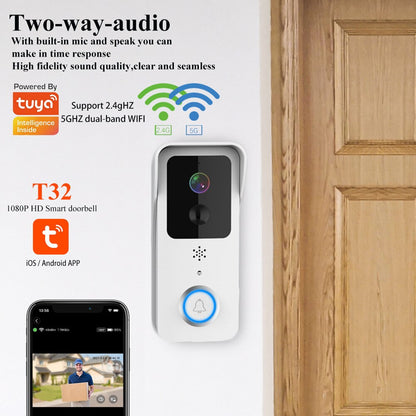 Tuya Smart Home Video Doorbell Camera Outdoor Wired Wireless Door Bell 1080P Waterproof House Security Protection Smart Life