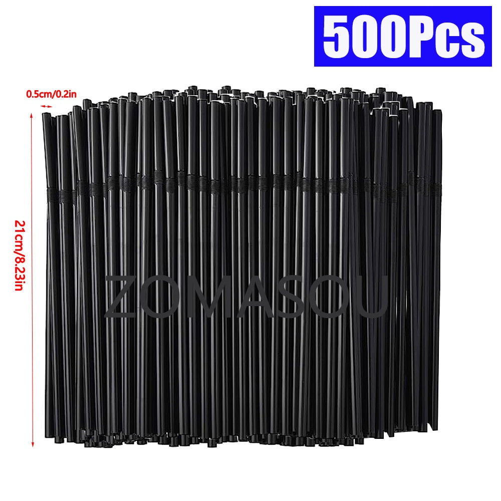 100/500/12000Pcs Multicolor Drinking Straws Rietjes Black Straw Cocktail Kitchen Wedding Bar Party Beverage Straws Accessories